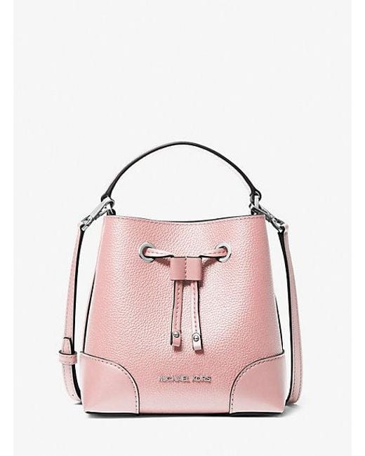 Michael Kors Pink Mercer Small Pebbled Leather Bucket Bag