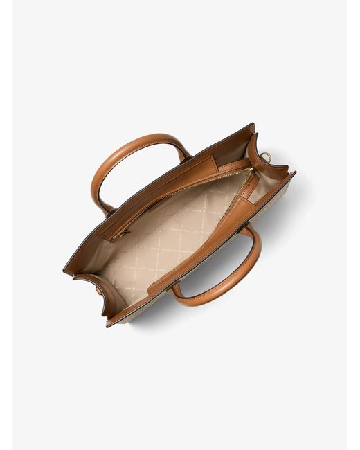 MICHAEL Michael Kors Natural Mk Scarlett Medium Signature Logo Satchel