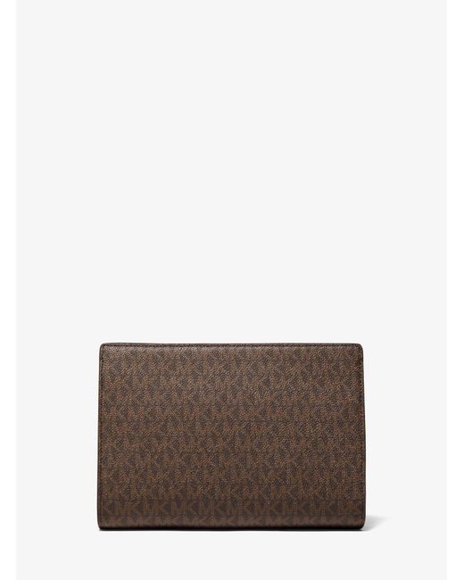 Medium logo stripe zip pouch sale