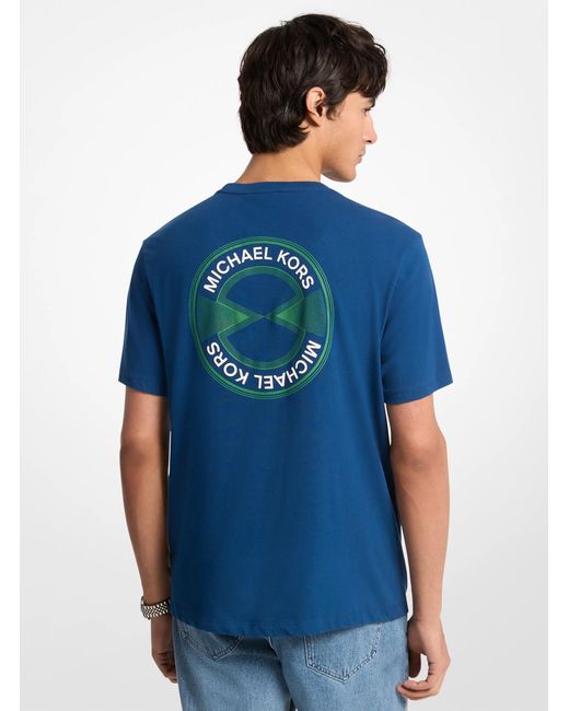 Michael Kors Blue Mk Graphic Logo Cotton T-Shirt for men