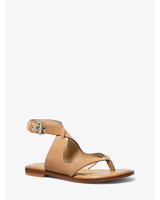 Michael Kors Natural Mk Irene Suede Wrap Sandal