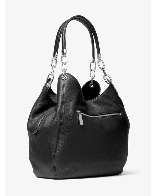 MICHAEL Michael Kors Black Lillie Large Pebbled Leather Shoulder Bag