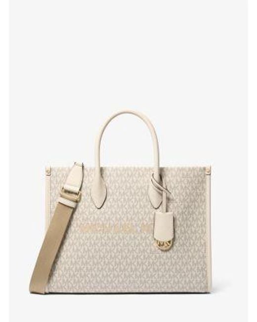 Michael Kors Natural Mirella Medium Signature Logo Tote Bag