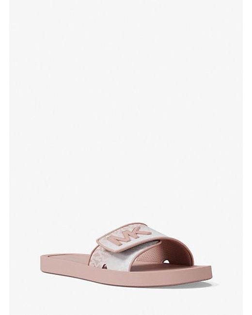 Michael Kors Pink Palmer Ombré Signature Logo Slide Sandal