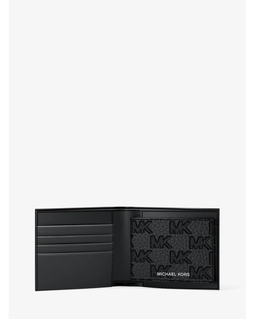 Michael Kors White Hudson Logo Embossed Leather Billfold Wallet And Passcase for men