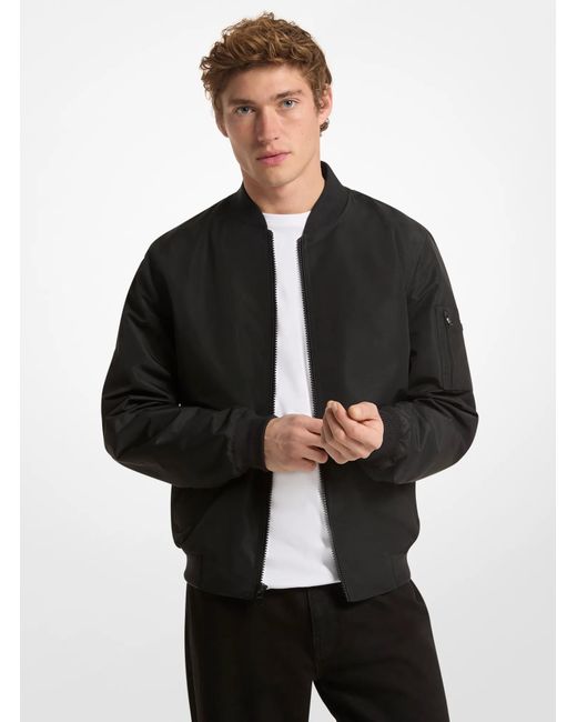 Michael Kors Outlet Black Mk Woven Bomber Jacket for men