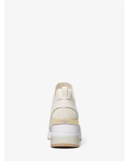 MICHAEL Michael Kors White Mk Georgie Textured Knit And Leather Trainer