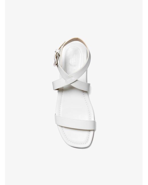 Michael Kors White Mk Bridgette Leather Sandal