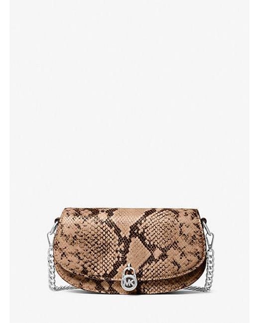 Michael Kors Natural Mila Small Snake Embossed Convertible Crossbody Bag