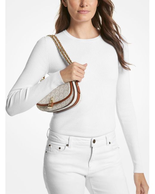 Bolso de hombro Mila pequeño con logotipo imperio Michael Kors de color White