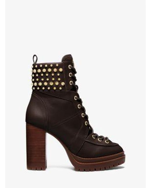 Michael Kors Brown Yvonne Studded Leather Boot