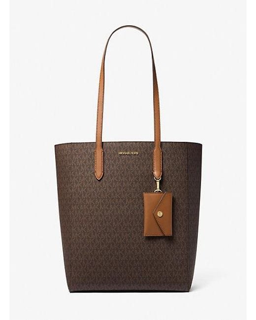 Michael Kors Brown Vincent Large Signature Logo Tote Bag With Card Case