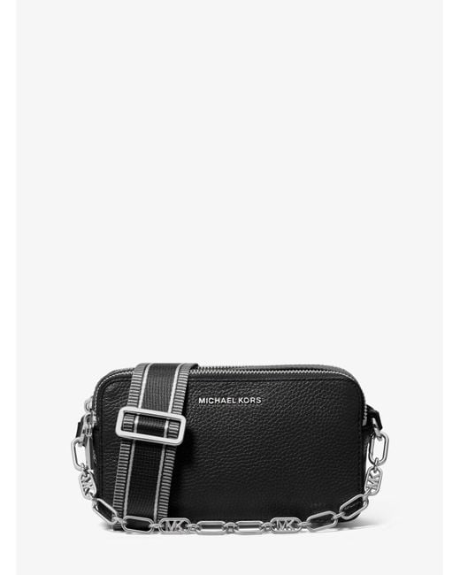 Michael Kors Black Jet Set Small Pebbled Leather Double-zip Camera Bag