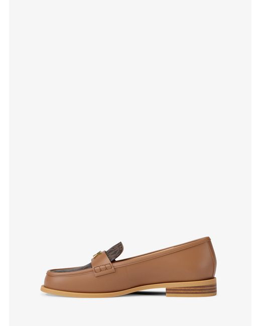 MICHAEL Michael Kors Brown Mk Lex Leather And Signature Logo Loafer