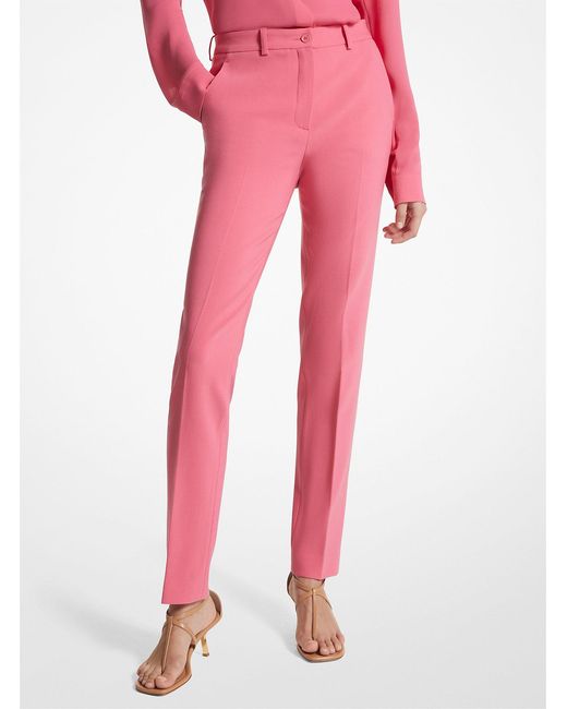 Michael Kors Pink Samantha Pebble Crepe Straight-Leg Pants
