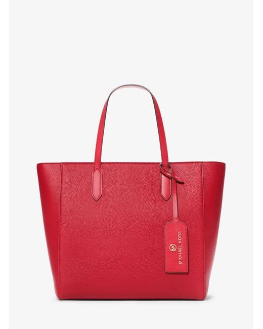 Michael Kors Sinclair Large Pebbled Leather Tote Bag in Crimson (Red ...