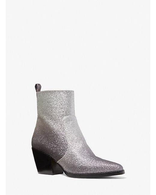 Michael Kors White Harlow Glitter Embellished Boot