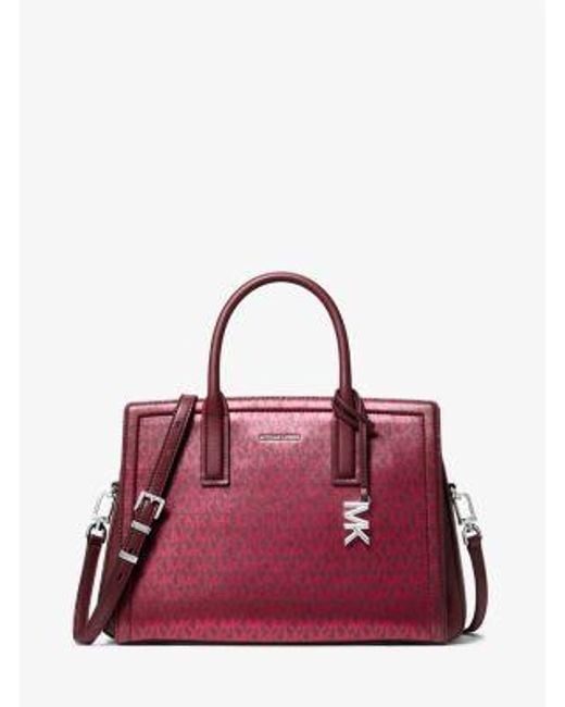 Mk Borsa A Mano Laila Media Con Logo Metallizzato di MICHAEL Michael Kors in Purple