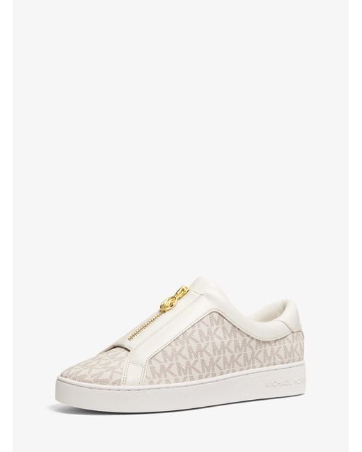 MICHAEL Michael Kors White Mk Keaton Signature Logo Zip-Up Trainers
