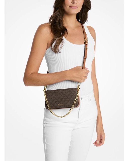 Michael Kors Brown Bryant Small Signature Logo Convertible Pochette