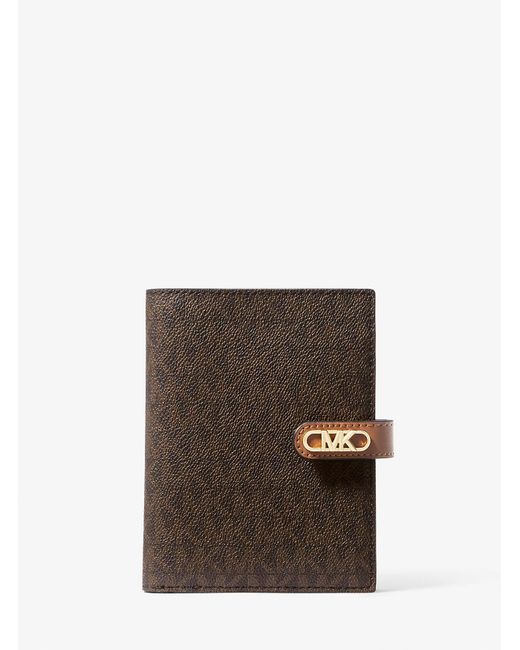 MICHAEL Michael Kors Brown Mk Empire Medium Signature Logo Passport Wallet