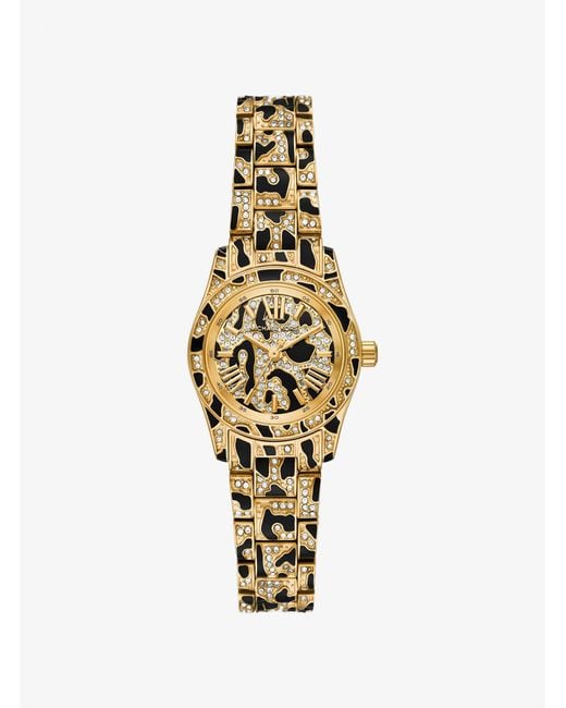 Michael Kors Metallic Petite Lexington Pavé Animal Print-Tone Watch