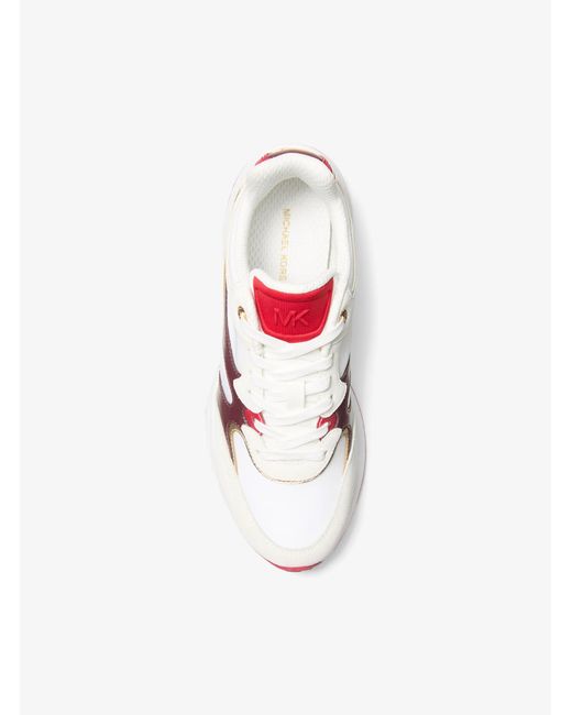 MICHAEL Michael Kors White Mk Riley Mixed-Media Trainer