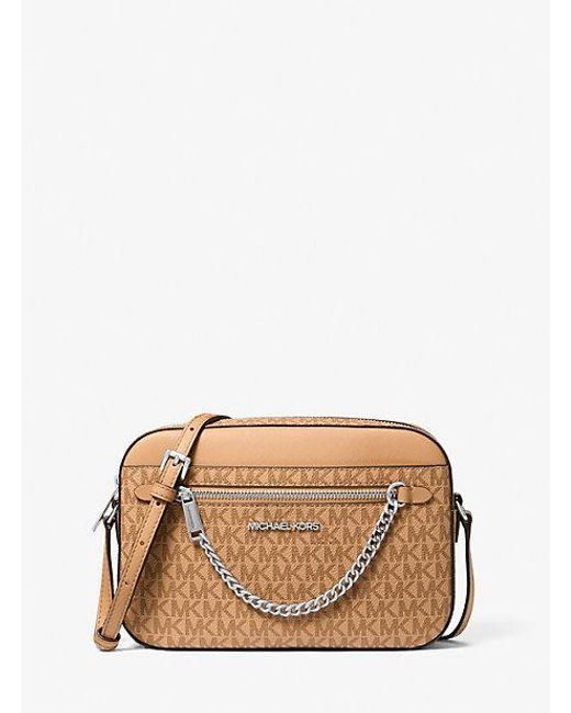 Michael Kors Brown Jet Set Large Signature Logo Crossbody Bag
