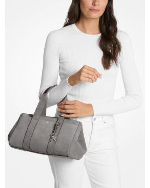 Michael Kors Gray Romee Small Suede Satchel