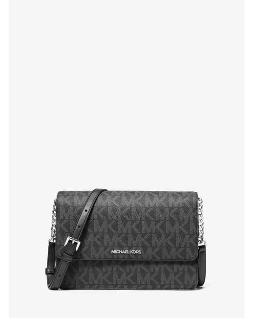 Michael Kors Outlet Gray Mk Daniela Large Signature Logo Crossbody Bag
