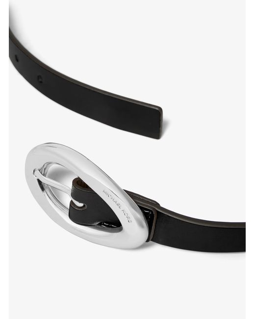 MICHAEL Michael Kors White Mk Leather Belt