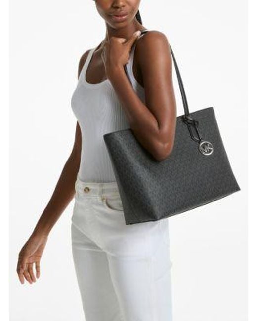 Michael Kors Black Sheila Large Signature Logo Tote Bag