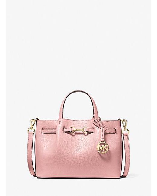 Michael Kors Pink Carson Small Pebbled Leather Satchel