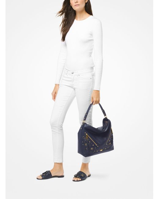 michael kors evie large pebbled leather shoulder bag