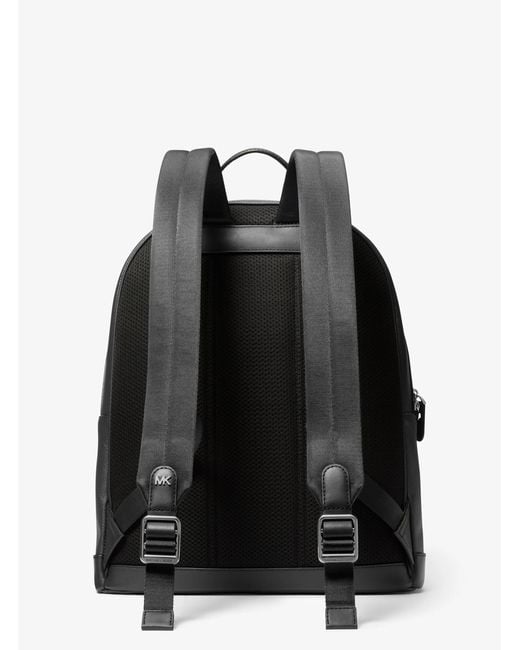 Michael Kors Black Mk Edison Leather Backpack for men