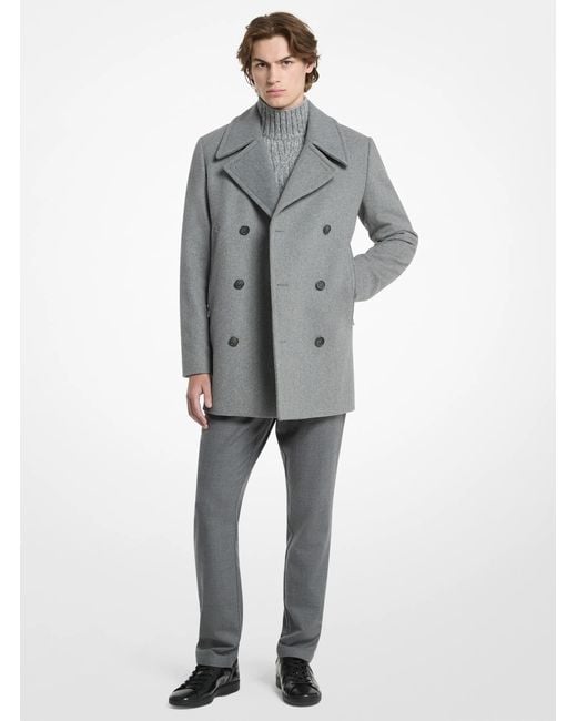 Michael Kors Gray Mk Wool Blend Peacoat for men