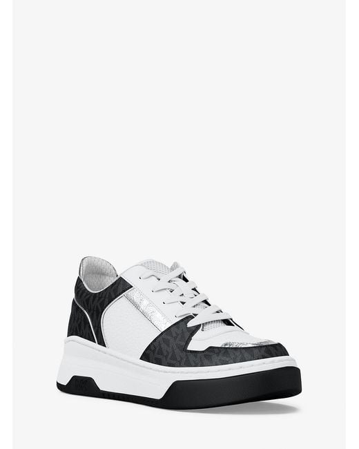Michael Kors Outlet White Mk Lexi Mixed-Media Trainers for men