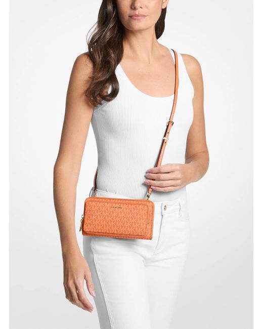 MICHAEL Michael Kors Orange Mk Jet Set Large Signature Logo Continental Crossbody Bag