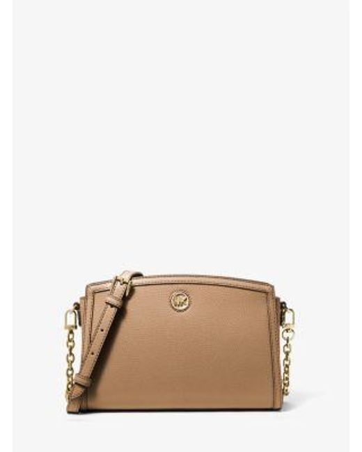 Michael Kors Natural Chantal Large Pebbled Leather Crossbody Bag