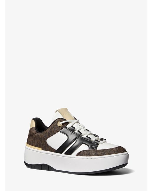 MICHAEL Michael Kors White Mk Ryder Mixed-Media Platform Trainers