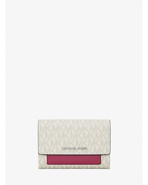 Michael Kors White Jet Set Medium Signature Logo 2-In-1 Wallet