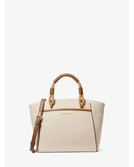 Michael Kors Talia Small Cotton Canvas Tote Bag in Natural Lyst
