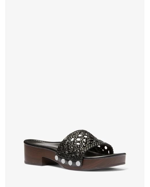 Michael Kors White Mk Mayes Woven Sandal