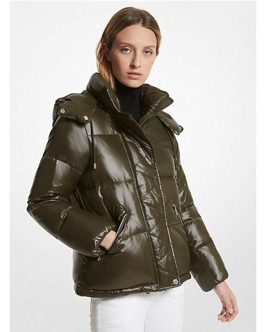 Michael Kors Green Quilted Nylon Puffer Jacket