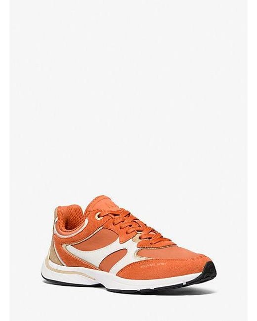 Michael Kors Orange Riley Mixed-Media Trainer