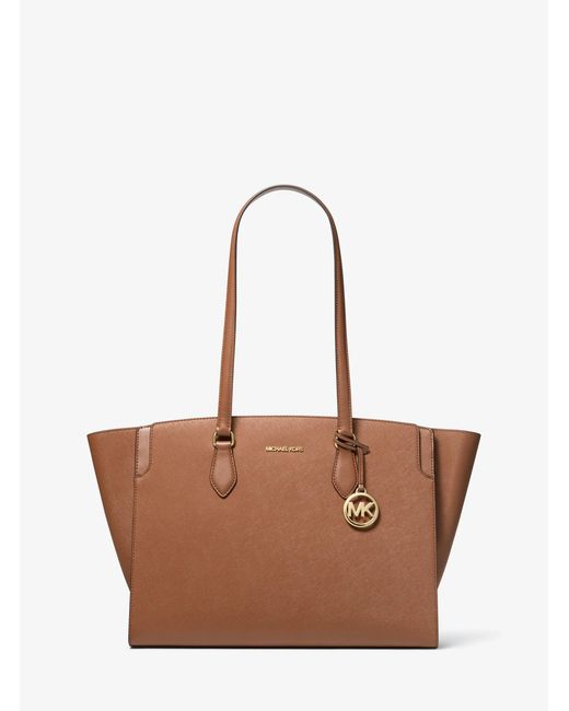 MICHAEL Michael Kors Brown Mk Becca Large Saffiano Leather Tote Bag
