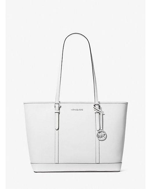 Michael Kors White Jet Set Travel Large Saffiano Leather Tote Bag
