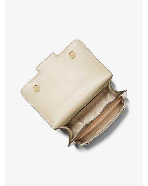 Michael Kors Natural Mk Heather Large Metallic Empire Logo Jacquard Shoulder Bag