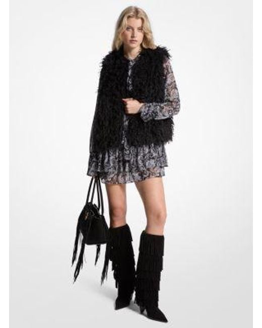 Michael Kors Black Faux Shearling Vest