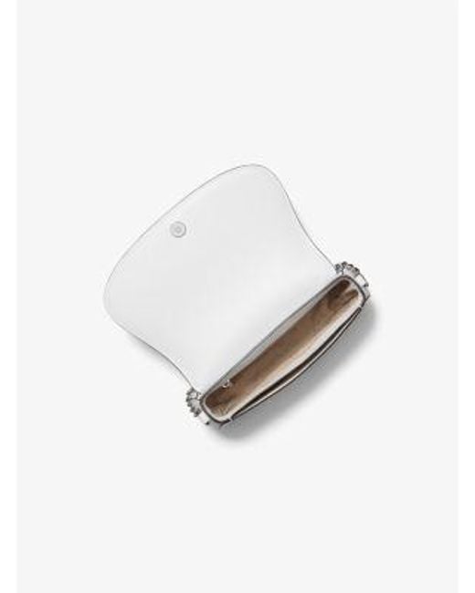 Michael Kors White Mila Medium Leather Messenger Bag